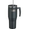 Thermos Refreshing - termohrnček s madlom a slamkou - matná čierna