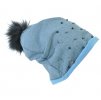 Luxusná čiapka s brombolcom z pravej kožušiny WILLI AZALIA modrá