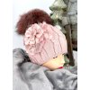 Luxusná čiapka TATIANA s brmbolcom z pravej kožušiny - pink