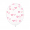 Balón transparentrný ružové srdiečka 1ks 30cm