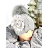 Luxusná čiapka TATIANA s brmbolcom z pravej kožušiny - grey