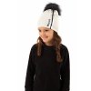 Dievčenská čiapka s nápisom a brmbolcom Winter MZ-3108 biela