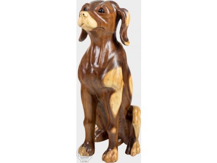 Sedící pes dřevěná socha Sara