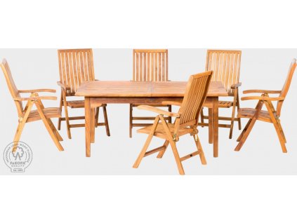 Zahradní souprava z teaku 6xskládají židle   obdélníkový stůl Varvara