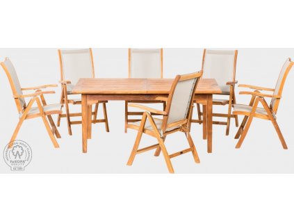 Luxusní zahradní set z teakového dřeva s textilii. Vasilisa