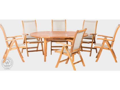 Zahradní set z teakového dřeva 6xkřeslo   rozkládací stůl Vladlena