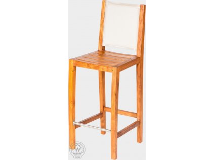 Barová židle s opěradlem z teakového dřeva Laura