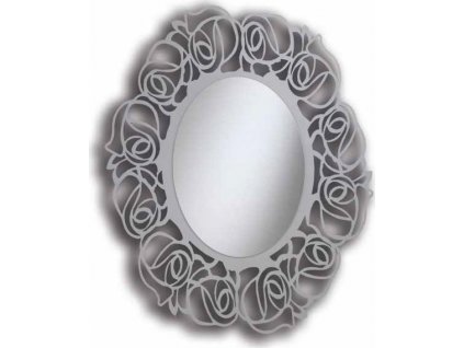 Oválné zrcadlo, rám v odstínu perleťové holubí šedi