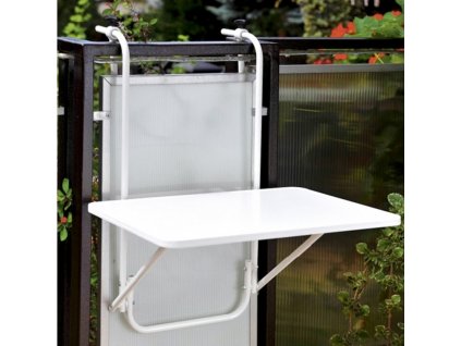 Praktický, bílý, odolný, úsporný odkládací stoleček na balkón