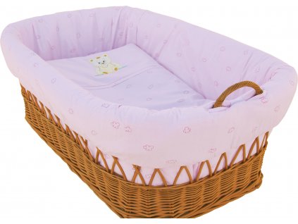 Proutěný košík na miminko Scarlett Méďa - růžová