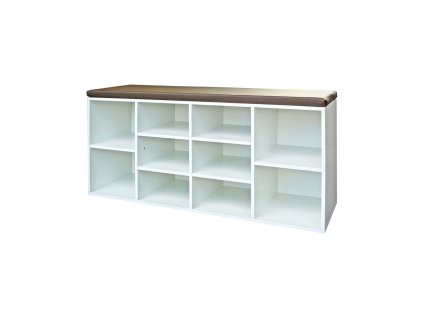 Policový botník bílý se sedákem