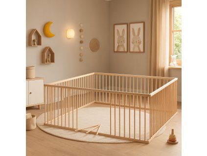 3870 detska drevena ohradka scarlett luna prirodni 150 x 150 x 70 cm
