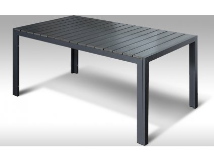 Hliníkový zahradní stůl Jerry 160cm x 90cm, tmavě šedý, pro 6 osob