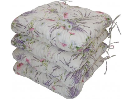 Sedák UNI Maxi motiv levandule + vlčí mák na bílé - set 4 kusy