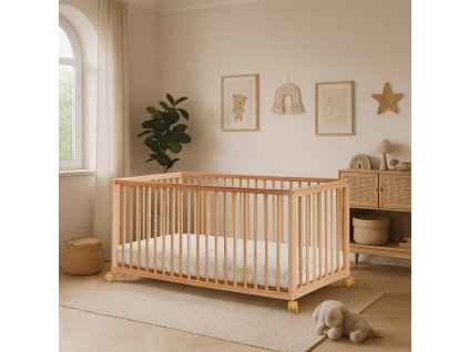 8269 1 detska postylka scarlett kombi s vyndavacimi prickami buk prirodni 140 x 70 cm