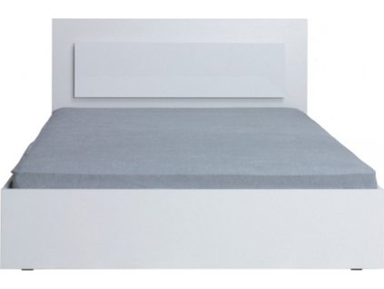 Manželská postel, 160x200, bílá / vysoký bílý lesk HG, ASIENA