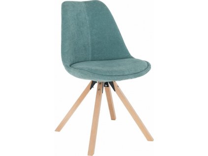 Čalouněná židle mentolová barva, podnož dřevo buk