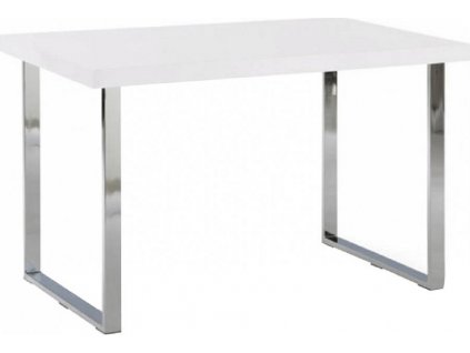 Jídelní stůl, bílá HG + chrom, 130x80 cm, TALOS
