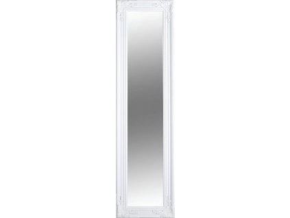 Vysoké zrcadlo na zavěšení v bílém romantickém rámu