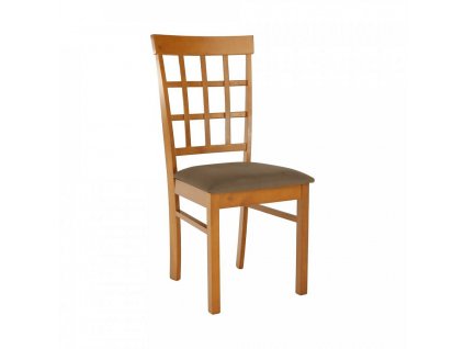 Dřevěná židle v barvě třešeň s čalouněným sedákem