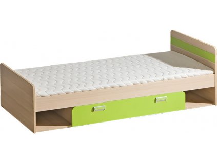 LIMO L13 postel s úložným prostorem jasan/zelená