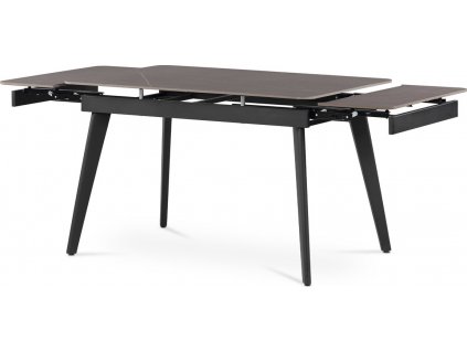 Jídelní stůl 120+30+30x80 cm, keramická deska šedý mramor, kov, černý matný lak