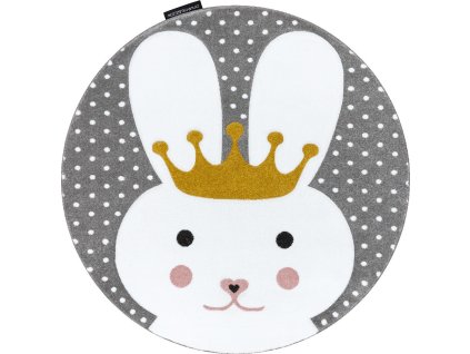 Dětský kusový koberec Petit Bunny grey kruh (Rozměry koberců 140x140 (průměr) kruh)