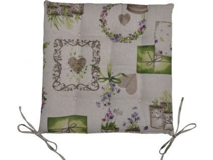 Sedák 9 prošití - látka motiv fialky