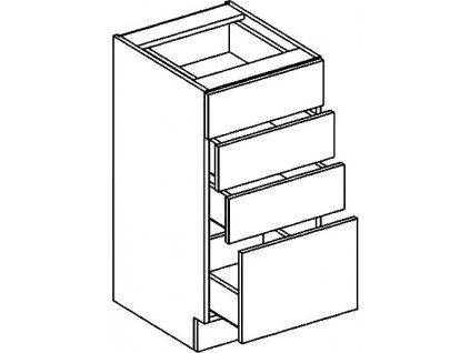 D40S4 dolní skříňka se zásuvkami PREMIUM hruška