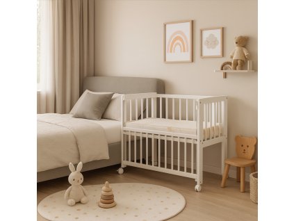 12384 pristavni detska postylka k posteli rodicu bila 90x41cm