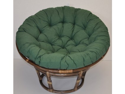 Ratanový papasan 115 cm hnědý - polstr tmavě zelený melír