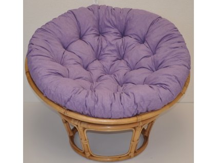 Ratanový papasan 115 cm medový - polstr fialový melír