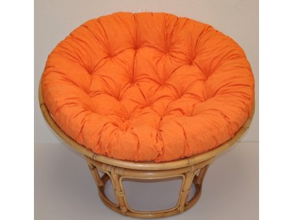 Ratanový papasan 110 cm medový polstr oranžový melír