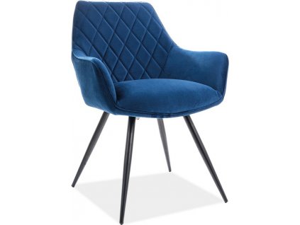 Jídelní čalouněná židle ANEI VELVET modrá/černá