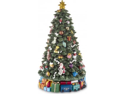 Otočný vánoční strom s hudební skříňkou a led dekorací 131599