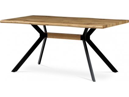 Jídelní stůl, 160x90x76 cm, MDF deska, 3D dekor divoký dub, kov, černý lak