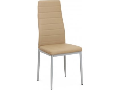 Béžová vysoká jídelní židle omyvatelná, provedení koženka, kovová kostra