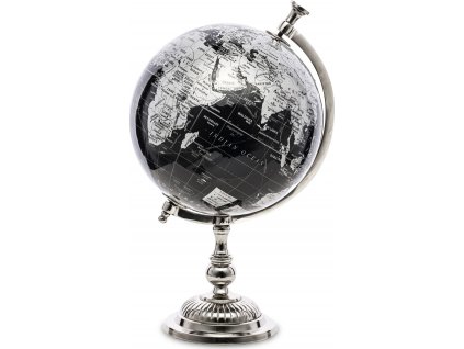 Kovový globus stříbrno-černý 125514
