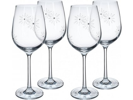 TEMPO-KONDELA SNOWFLAKE VINO, sklenice na víno, set 4 ks, s krystaly, 450 ml