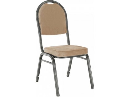 Čalouněná stohovatelná židle, hnědý potah kovová kostra