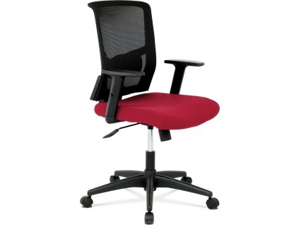 Kancelářská židle, látka vínová + černá, houpací mechnismus