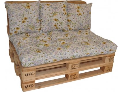 Polstry na paletový nábytek sada EASY - motiv luční kvítí