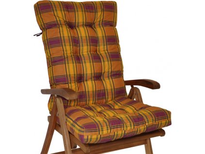 Polstr na teakové zahradní křeslo vysoké - látka okrová kostka