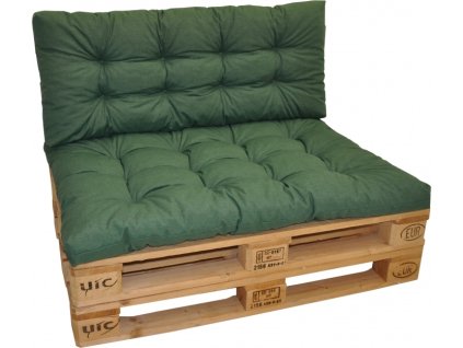 Polstry na paletový nábytek s opěrkou - látka tmavě zelený melír