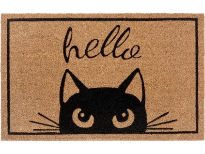 Rohožka Hello s kočkou 105703 - na ven i na doma (Rozměry koberců 45x70)