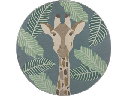 Kusový koberec Dauntless Eric Giraffe Blue – na ven i na doma (Rozměry koberců 160x160 (průměr) kruh)