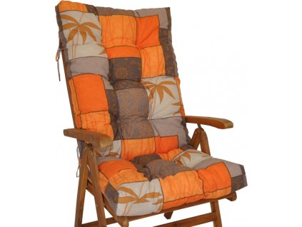 Polstr na teakové zahradní křeslo vysoké - látka Uniko oranžový list