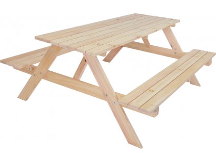 PIKNIK zahradní set dřevěný SE SKLOPNÝMI LAVIČKAMI - 180 cm - přírodní