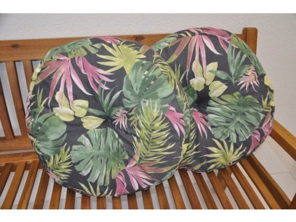 Polštář kulatý velký list Monstera set 2 kusy