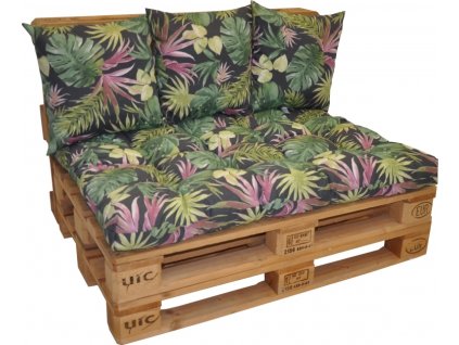 Polstry na paletový nábytek sada EASY - motiv Monstera